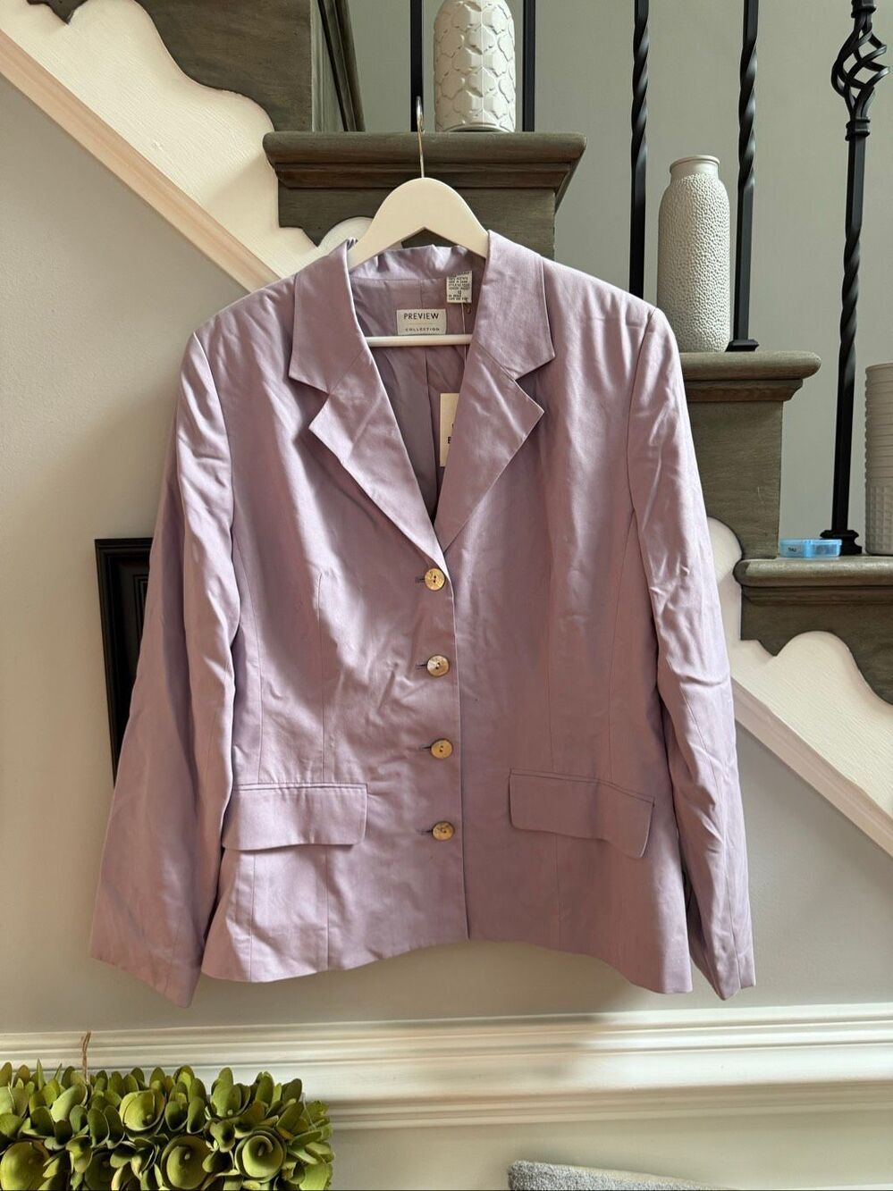 Preview Lavender 100% Silk Single Breasted Jacket Blazer sz 12 NWT